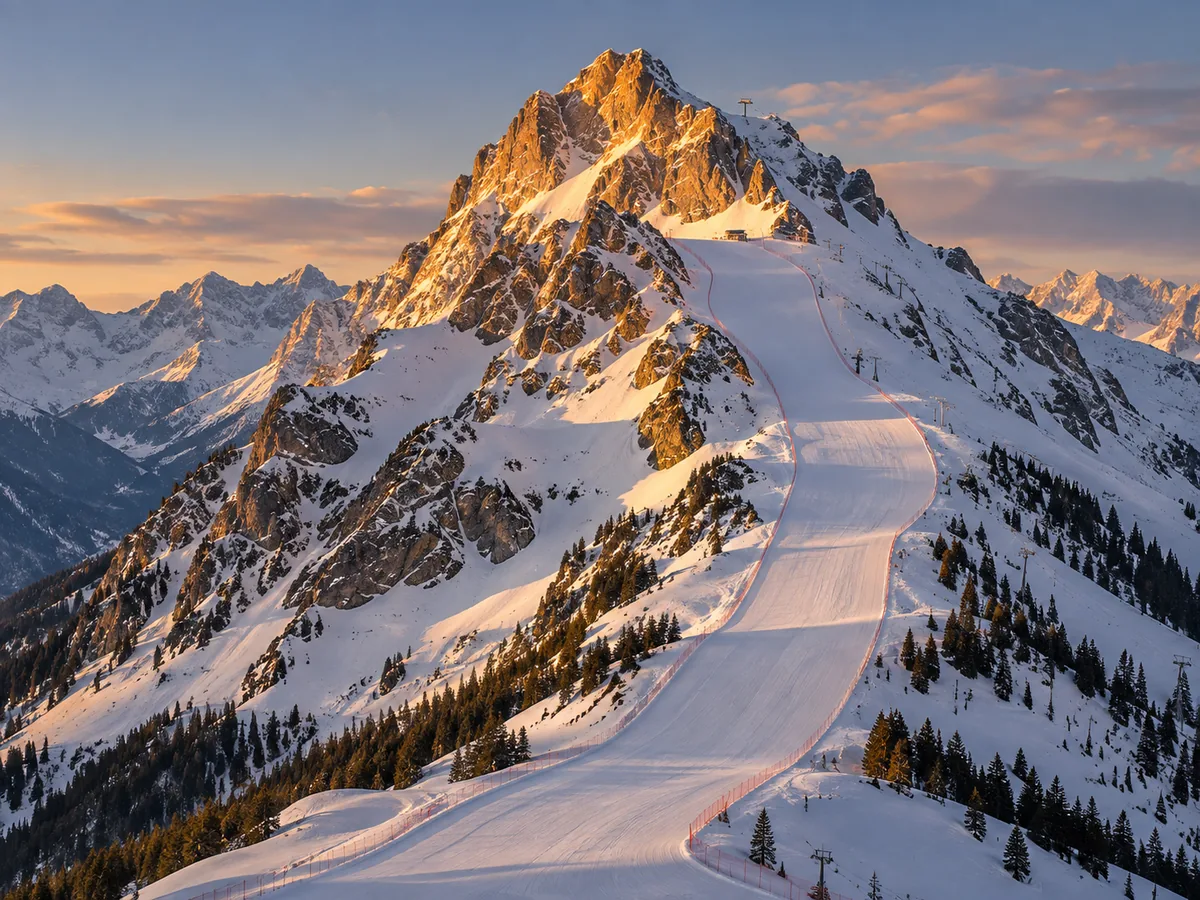 Skipisten oberhalb von Schladming in der Steiermark im Winter