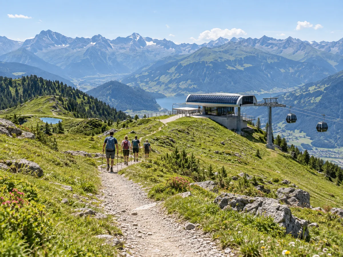 Almhütte auf einer sonnigen Bergwiese